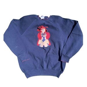 Vintage Lee, Raggedy Ann, grandma crewneck, graphic sweater, patchwork